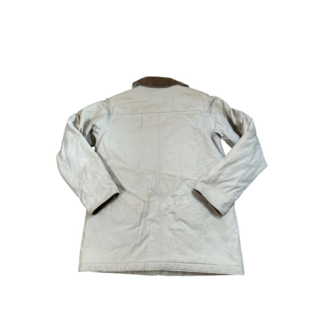 LL Bean Womens Small Tan Canvas Field Coat Corduroy Collar Barn Jacket 0WY28 - Picture 6 of 6